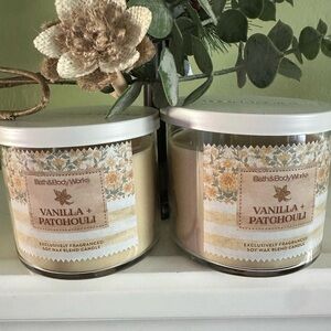 Bath & Body Works Vanilla + Patchouli Soy Candle Set